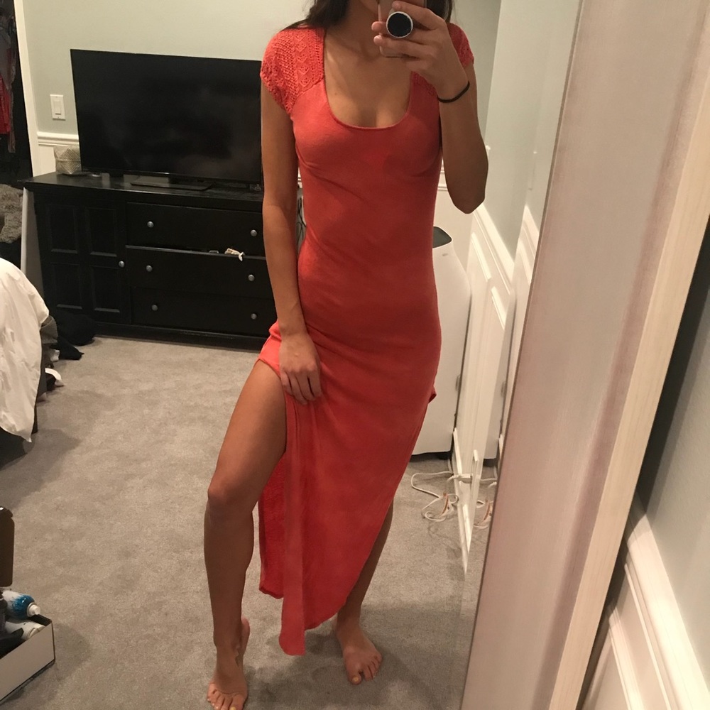 Free People red orange maxi